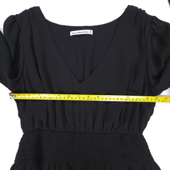 NEW Abercrombie Long-Sleeve Smocked Waist Mini Dress Cottagecore Boho Whimsigoth - Picture 3 of 7